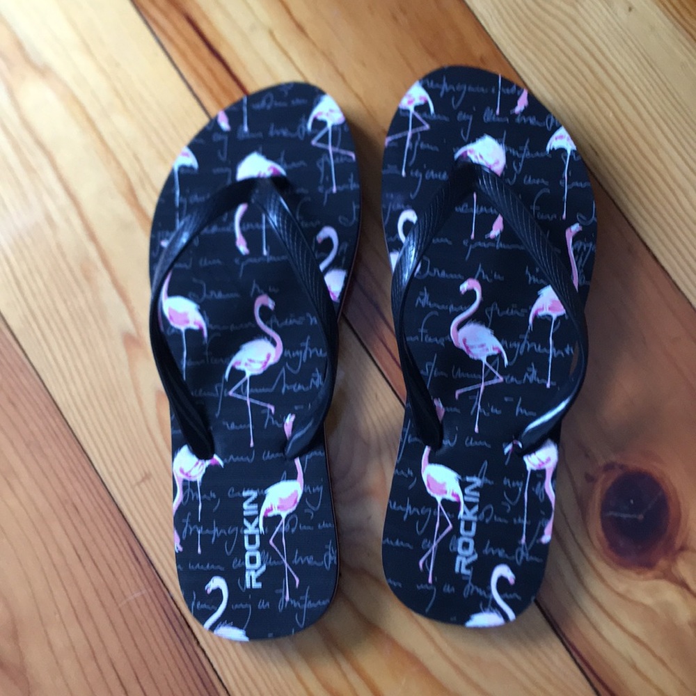 Brand new flamingo flip flops